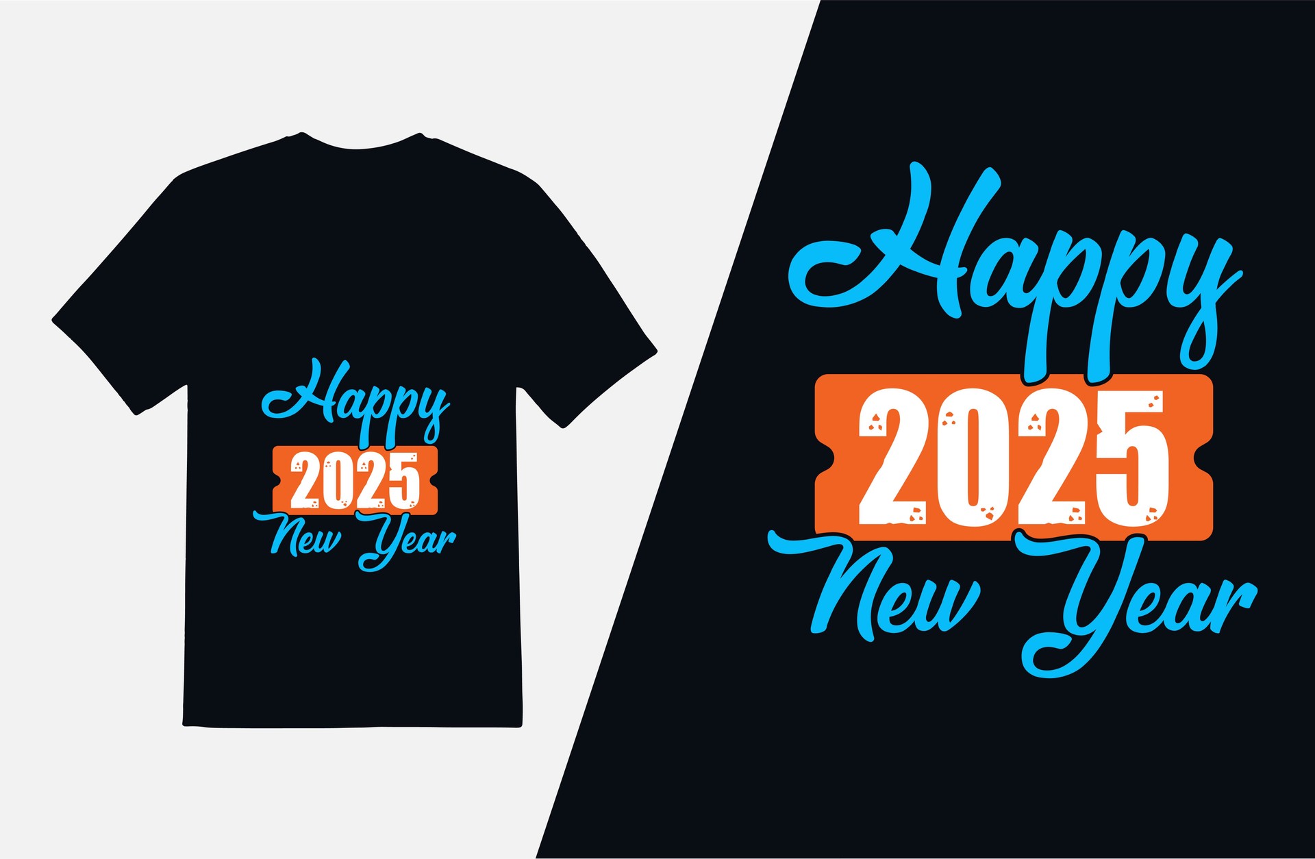 Creative happy new year 2025 tshirt design template